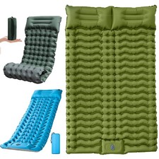 Inflatable Double Camping Mat Ultralight Air Bed Sleeping Mattress & Pillow Best