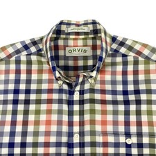 Orvis Mens Plaid Cotton Button