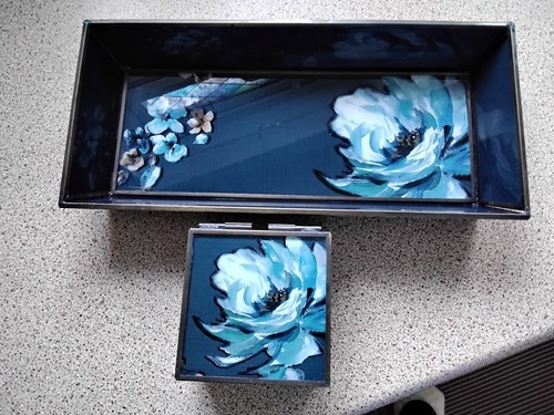 Vintage blue glass - glass, oblong