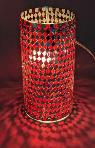 Vase mosaic cylinder glass red - mosaic,