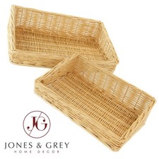 WICKER BASKET TRAY KITCHEN STORAGE DISPLAY HAMPER RATTAN BREAD BIN FRUIT GARDEN