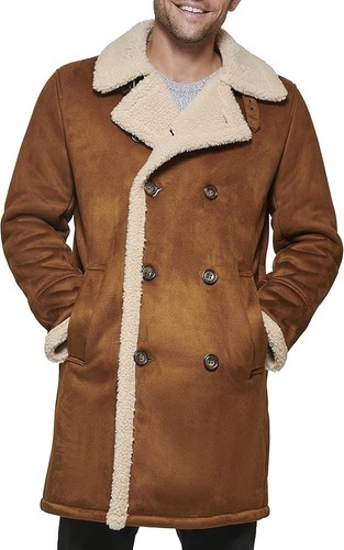 Men suede shearling coat tan - men's,