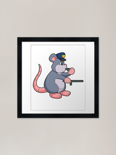 Rat cop baton police - rat, framed