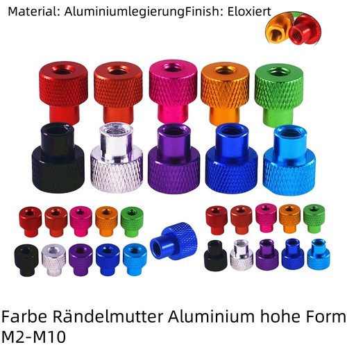 Color aluminium knurled thumb - color,