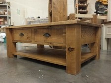 LARGE RECLAIMED ROUGH SAWN TIMBER 4'X3' COFFEE TABLE WITH DRAWERS RUSTIC BESPOKE