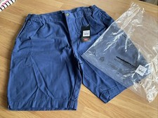 Mens Cotton Traders Oxford Blue Comfort Shorts. Stretch Waist Panels. W 36”