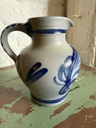 Salt glazed hand painted jug - hand,