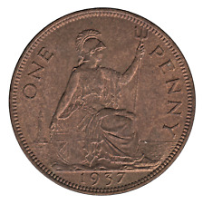 1937 British One Penny Coin – King George VI – Bronze – Collectable