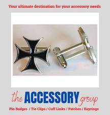 New pair Maltese Cross black mens cufflinks cuff links metal