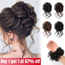 Messy Bun Hair Fake Extensions Styling Scrunchies Cover Elastic Bobbles Wavy Wig