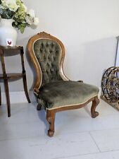 Antique Spoonback Nursing Chair Victorian Green ? Available 