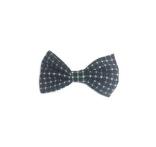 Black White Grid Ribbon Bow Tie Medium Grip Clamp Slider Alligator Pin Hair Clip