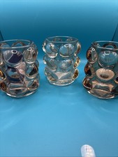 3 X Bubble Glass Candle Tea Light Holders - Clear / Light Brown Ish In Colour