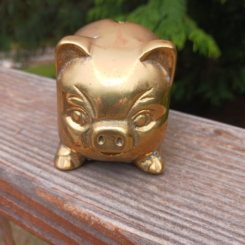 Vintage heavy brass pig - pig, "piggy