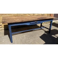 Antique French Pine Farmhouse Painted Refectory Dining Table, c 1830. L200