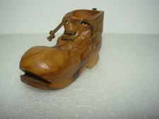 Carved Wooden Tea Light Holder In The Form Of An Old Hob Nailed Boot. No Maker's