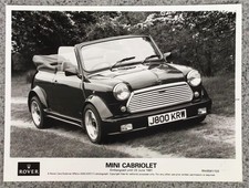 ROVER MINI Cabriolet Car Black/White Press Photograph Jun 1991 RH/0591/103