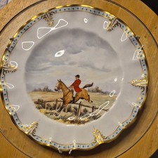 Royal Crown Derby Cabinet Plate Hunting Scene Lombardy Fluted Plate 26 cm