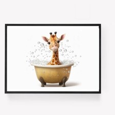 Funny giraffe in a bath Print