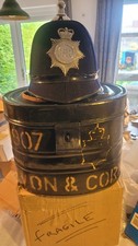 Vintage Police Helmet And Metal Box