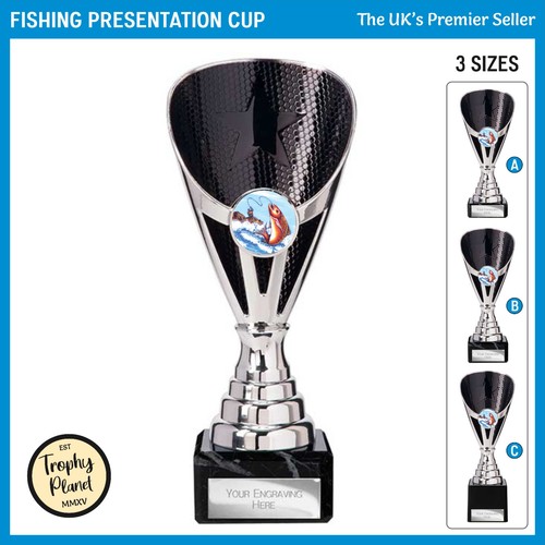 Fishing black star cup trophy - black,