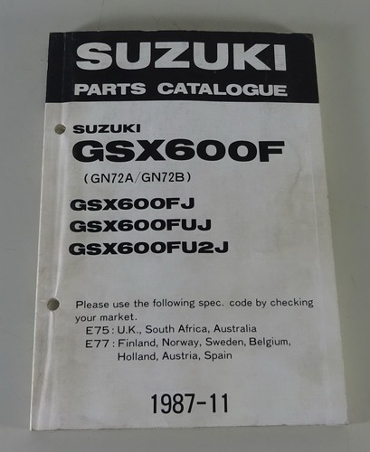 Parts catalogue suzuki gsx 600 - catalogue,