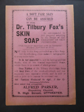 Dr Tilbury Fox's Skin Soap avertising leaflet Uttoxeter Alfred Parker