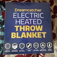 Dreamcatcher Soft Electric Heated Throw Blanket 160x120cm, Light Grey (Washable)