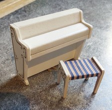 vintage 16th scale - LUNDBY - Upright piano & stool