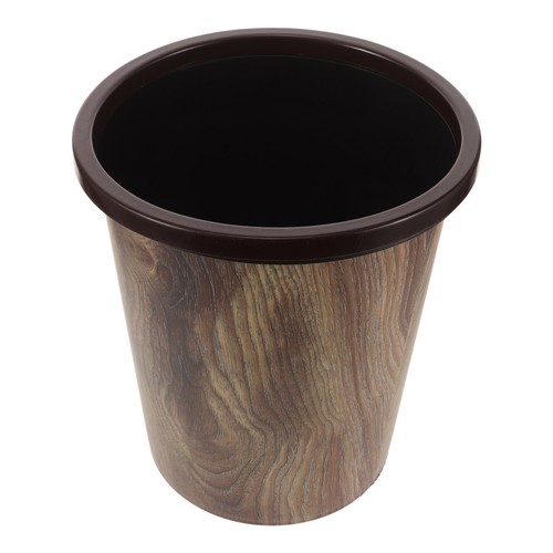 Round recycling bin wood grain - recycling,