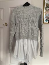(LW) Primark Grey Jumper With Mock White Shirt Size S Long Sleeve