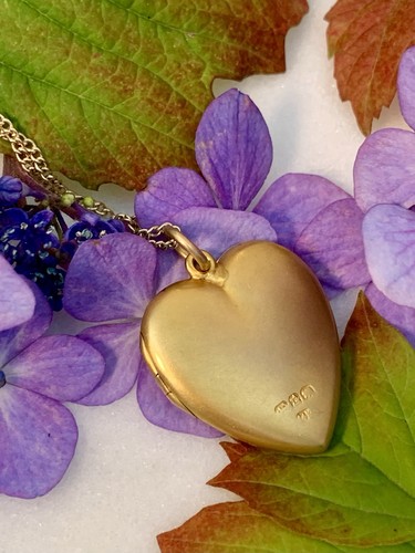 14k gold antique heart locket - antique,