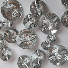 LUXURY CRYSTAL PLASTIC BUTTONS – 10mm, 15mm, 20mm, CLEAR, DIAMOND, JEWEL, UK