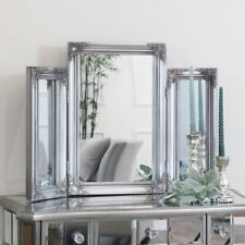 Ornate Vintage Silver Triple Dressing Table Mirror bedroom home decor