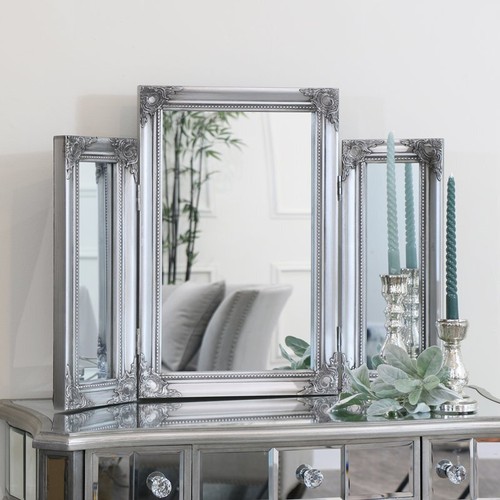 Ornate vintage silver triple - ornate,