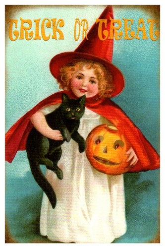 Halloween postcard child - halloween,