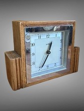 Art Deco Light Oak Clock By Bentima England Mantle Shelf Clock