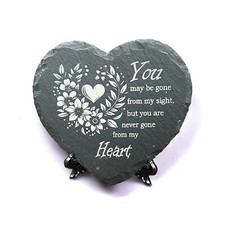 Heart Memorial Stone Engraved Gravestone Natural Slate Grave Marker Cemetery