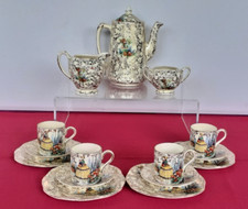 Beautiful Vintage Morley Ware Ceramic Coffee Service Pot, Bowl, Jug+ 4 Trio's