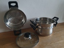 3 -Tiered 18-Stainless Steel Steamer, With Glass Lid Very Well Made.