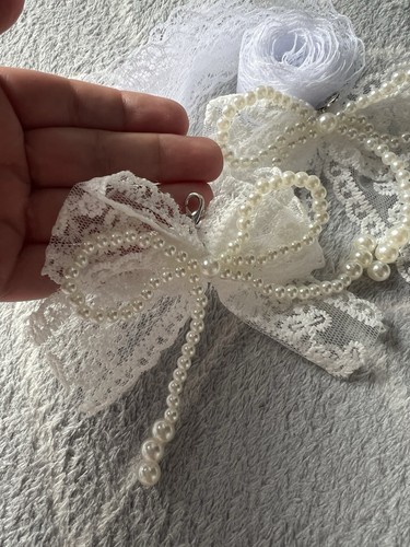 Elegant pearl bow - pearl, shoe