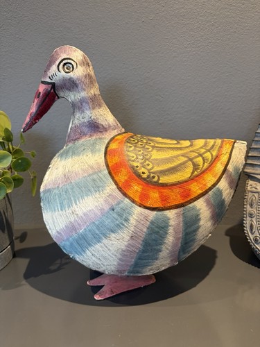 Vintage metal pigeon folk art - folk,