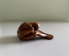 CARVED WOODEN PRAYING YOGA BUDDHA ORNAMENT/SCULPTURE /FIGURINE WOOD MAN/VINTAGE