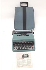 Olivetti Lettera 32 Manual Typewriter Blue Vintage With Case Part Tested 