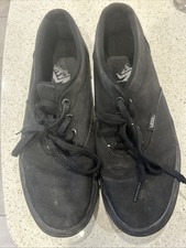 VANS All Black Canvas Trainers UK Size 7 Lace Up Low Top Skate Shoes Sneakers