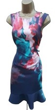 Size 10 UK KAREN MILLEN Multicolour Floral Print Fit Flare Dress Occasion
