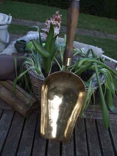 Vintage large brass scoop - large,