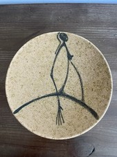 Tribal Art African Ceramic Pottery Hand Painted Bowl Figure vintage antique Folk