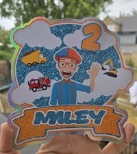 Personalised Blippi Birthday cake topper Decoration Any Age Name