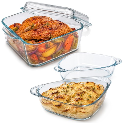 Glass casserole dish with - casserole,